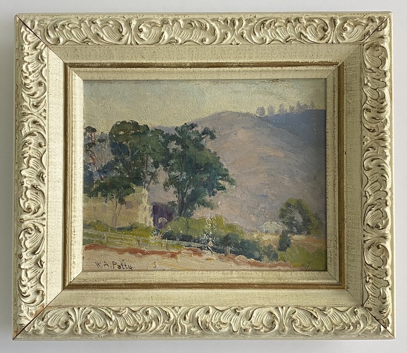 William Patty ATQ Early California Plein Air Mission Church Landscape Painting