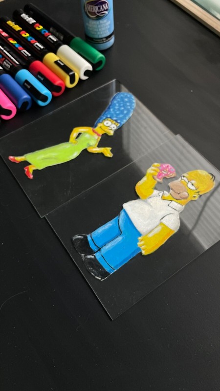 Homer and Marge Simpson Set | Glass Stencil Art as seen on TIKTOK