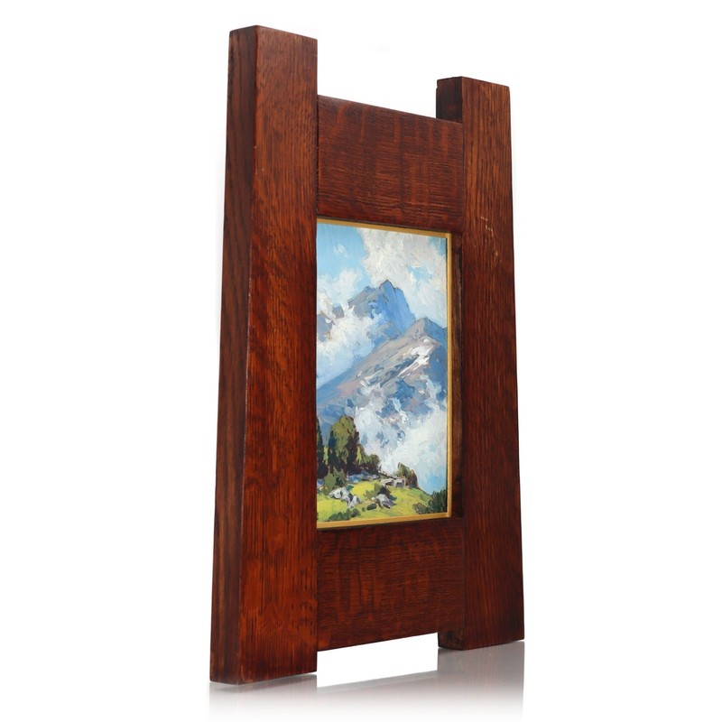 Taylor J Lynde Mountain Landscape Oil Painting Mission Oak Frame Arts Crafts 6x8 gallery