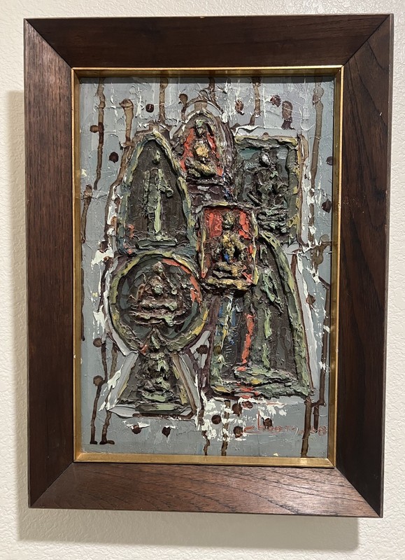 1968 Original Painting “Composition of Buddha's” Signed Choom ~21x15”