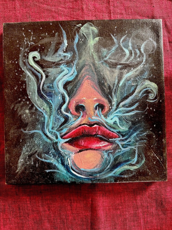 “Fuming” Acrylic On Canvas PAINTING-10X10 Inches Signed & Framed