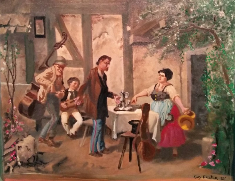MASTERPIECE «THE HUNGRY MUSICIANS»; HAND PAINTED OIL ON CANVAS artist Guy Foster