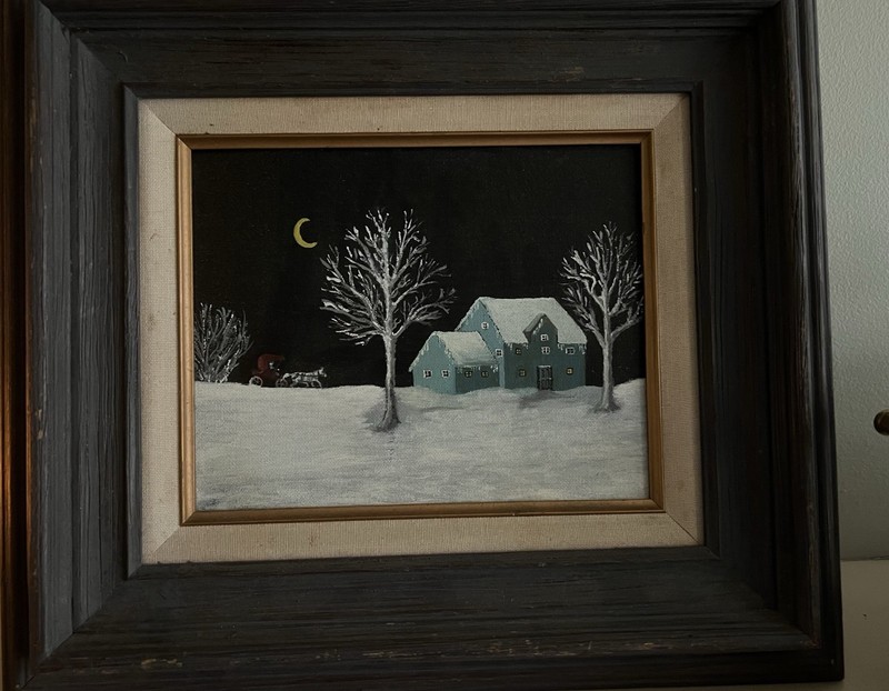 ARTIST L. Byam Oil Original Painting Folk Art 17.5” x 15.5” Amish Country