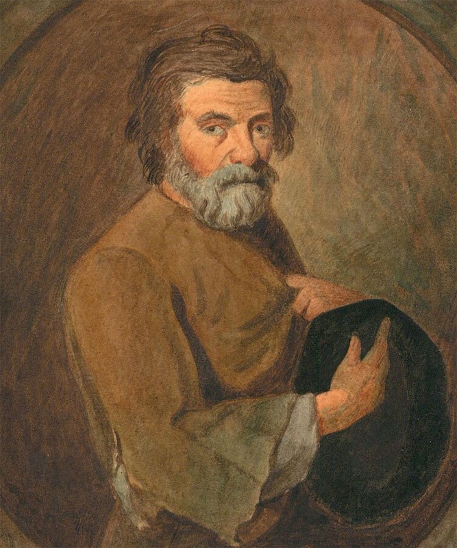Flemish School Early 19th Century Watercolour – A Humble Man