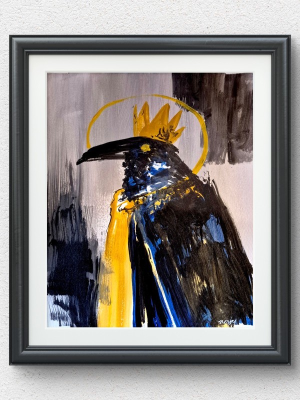 Original Signed Acrylic 11×14 Playful Animal Abstract Painting Paper Wall Art 91