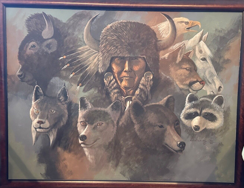 FRED CLEVELAND ORIGINAL PAINTING ON CANVAS FRAMED 44.5" X 34.5" EXTRA LARGE gallery
