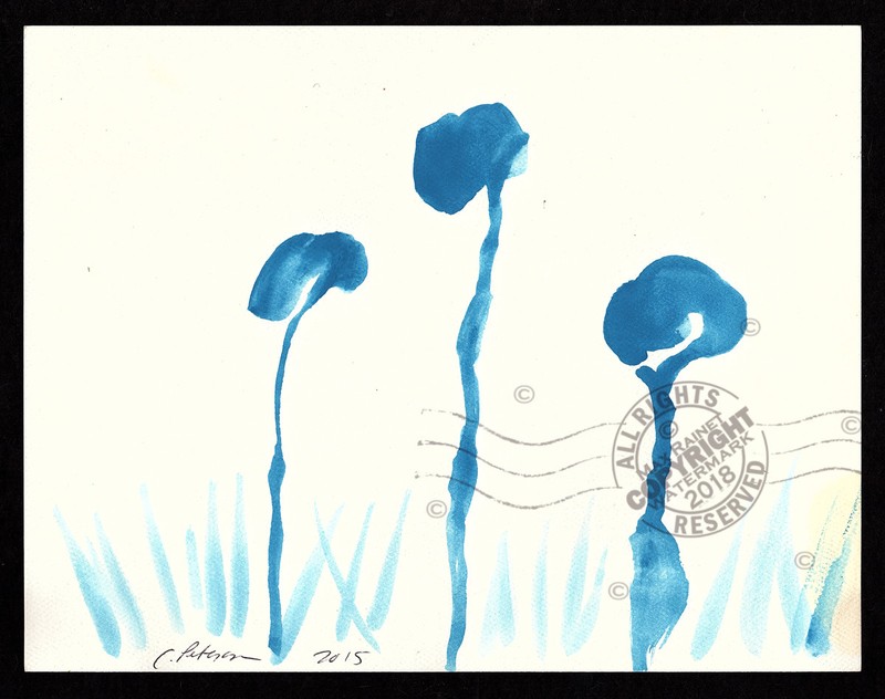 3 Maids Greet the Day 2015 Contemporary Art Abstract PAINTING SIGNED leaves buds gallery