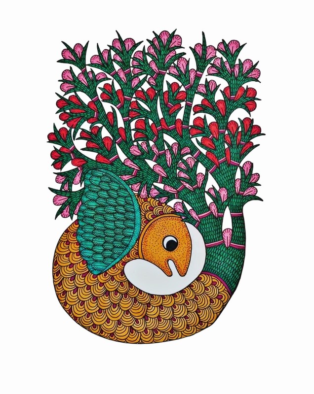 Fish | Gond Painting I Handmade Miniature Painting | Handmade Paper