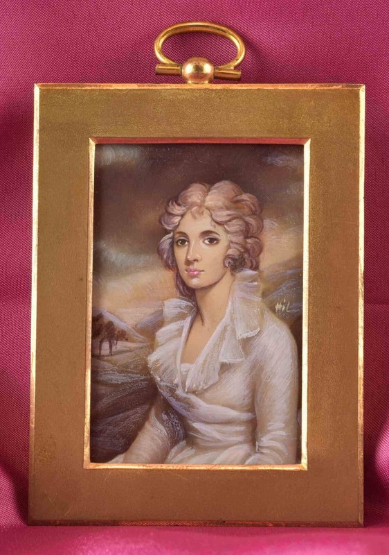 ORIGINAL Miniature Portrait of Miss Eleanor Urquhart by Italian Artist HiL.
