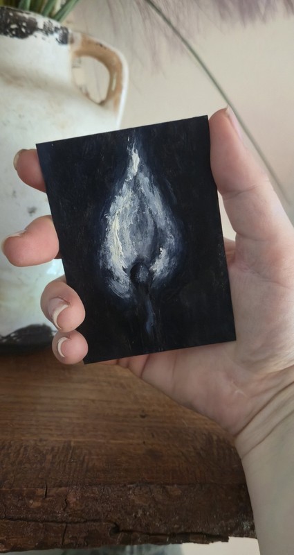 Original Burnt Matchstick Black and White Moody Painting ACEO Gothic Dark Art gallery