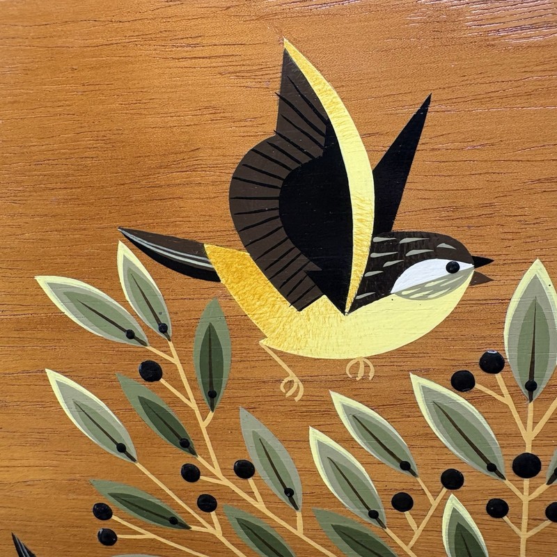 Original Painting On Wood Birds Folk Art MCM Alejandro Hidalgo Style gallery