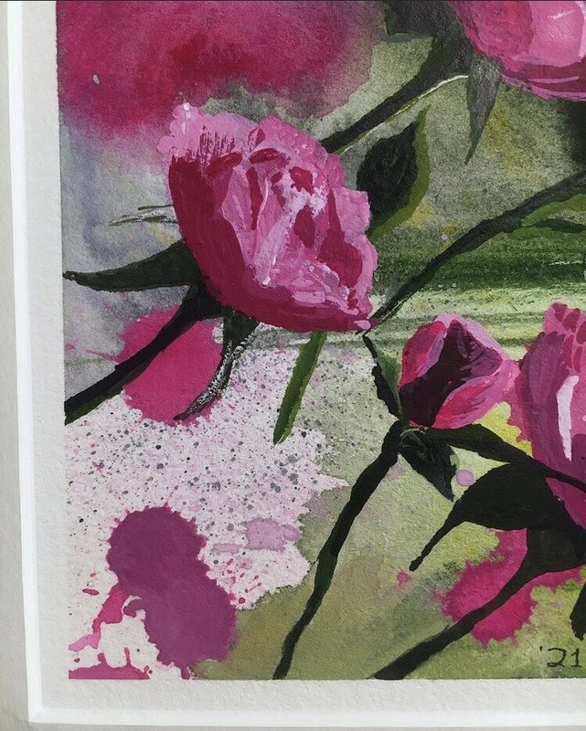 gouache paintings original “Blossoms Delight” by Joshua D. Sewell gallery