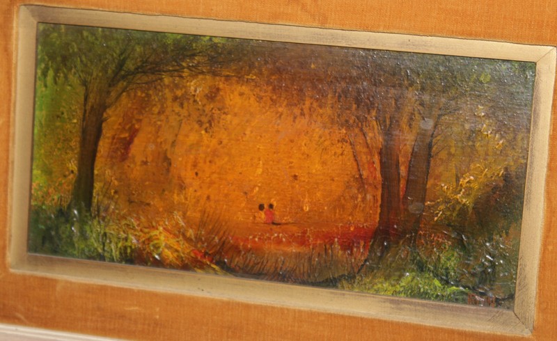 Irwin H Brown Painting - Couple in Forest Signed Original Frame 1970s gallery