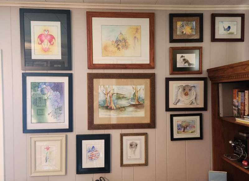 Original Watercolor Painting "WORKS BY FLO" Signed-Mat/Frame/Glass- 8" X 10" gallery