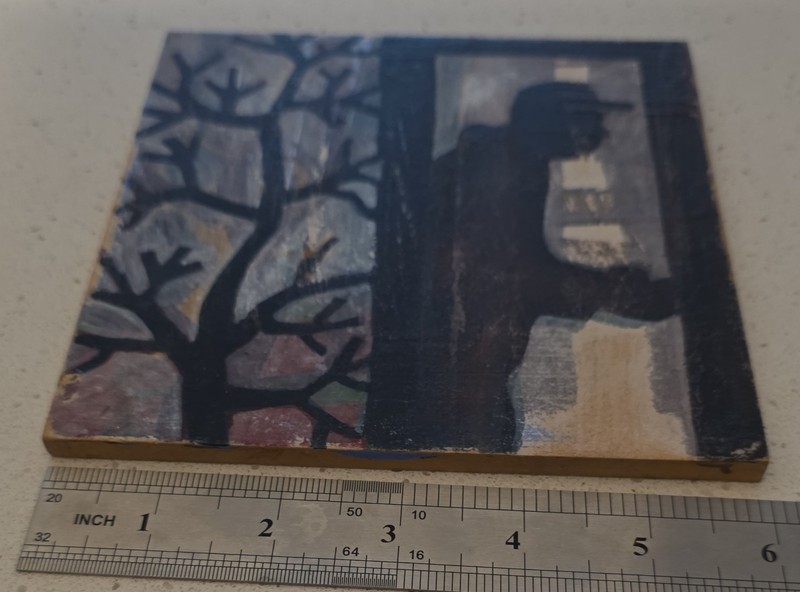 Martin Webb Original Painting On Wood Contemporary Mixed Media 6 x 6 Signed Art