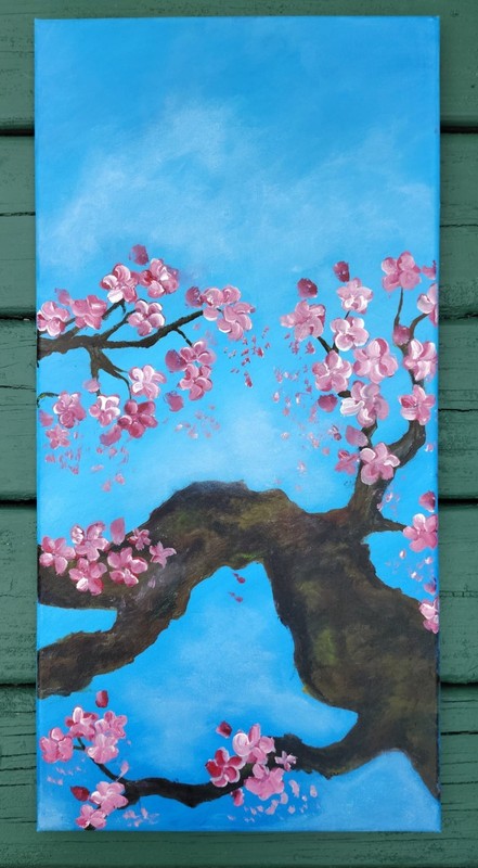 Cherry Blossom Painting 3 Panel Triptych Original Acrylic Canvas Wall Art gallery