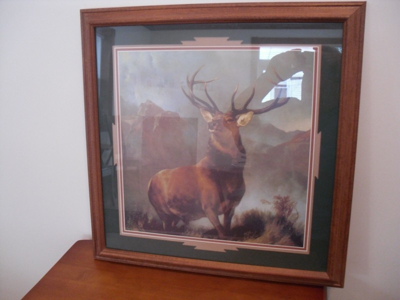 ARTIST BIOGRAPHY MONARCH OF THE GLEN SIR EDWIN LANDSEER WOOD FRAME 21 X 21″