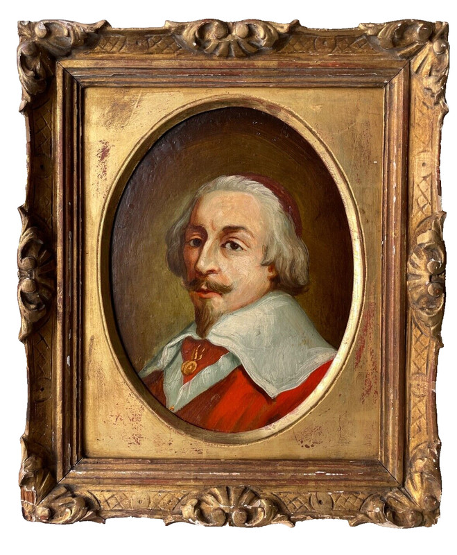 18th CENTURY – OIL PANEL PAINTING – PORTRAIT OF CARDINAL DE RICHELIEU