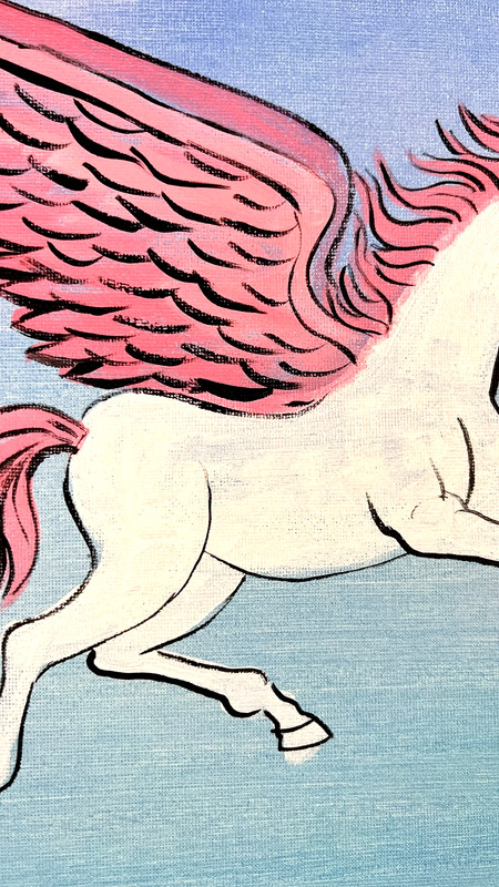 Pegasus Flying Original Acrylic Painting Whimsical Fantasy Art 11x14 Sienna Gold gallery