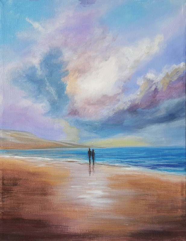 Romantic Seascape Beach Sunset Wall Art Coastal Painting Ukrainian Artist