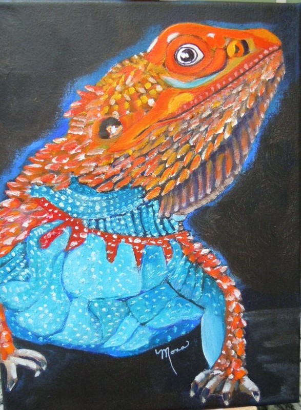 LOT~KOMODO & BEARDED Dragon Reptile Lizard Paintings 9x12, Acrylic Hand Painted gallery