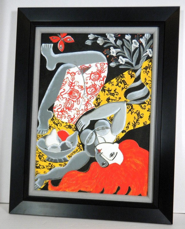 Ketti Camus Original Painting ‘Sultry Girl’ On Canvas Nicely Framed And Matted