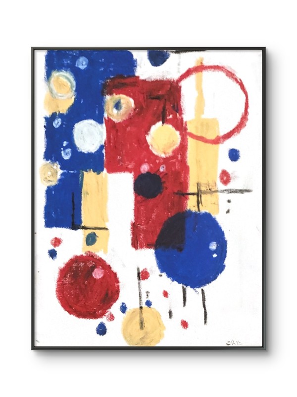 Color Block Geometric Abstract Painting Bold Shapes Original 11 by 14 Canvas