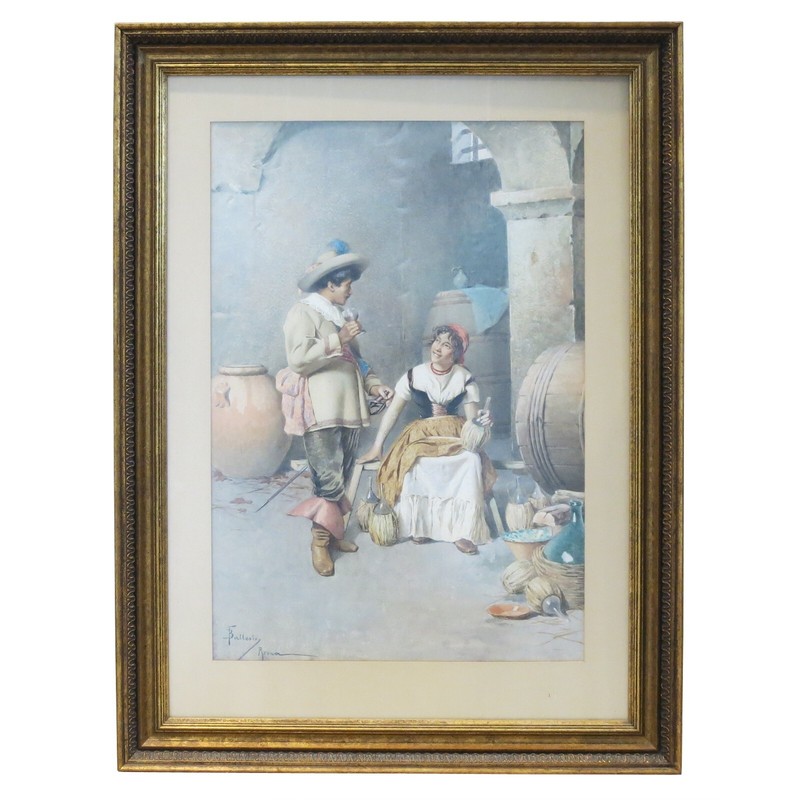 Francesco Ballesio Italian Watercolor Painting 19th Century