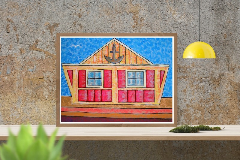 Painting Original Direct From Signed By Artist Set of Three 3 Beach Houses Art gallery