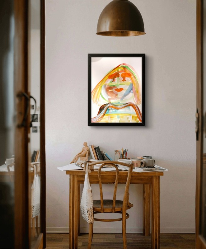 Expressive Split Face #15 11 X 14" Light Color Painting Paper gallery