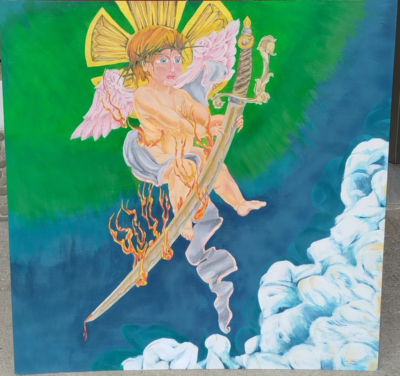 HUGE Angel God’s Sword. Biblical, Jesus, Cherub, Christian, Heaven, Cathedral.