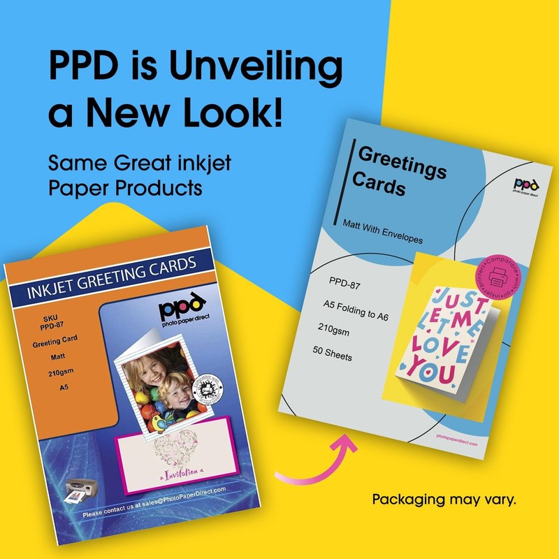 A5x50 Inkjet Printable Greeting Cards 210g Matt, Folded Including Envelopes... gallery