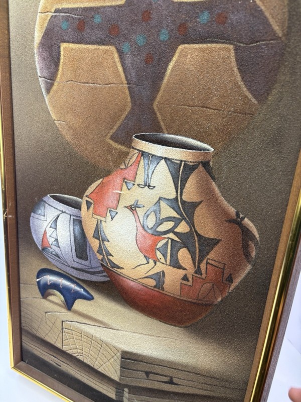 FOLIO SAND Artwork REALISM Signed MID CENTURY MODERN Picture 13x25” RIPPED gallery