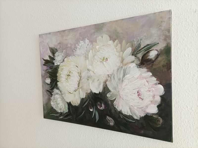 ORIGINAL Acrylbild, Blumen , ( B 70cm x H 50 cm ) Gemälde Malerei, Handgemalt