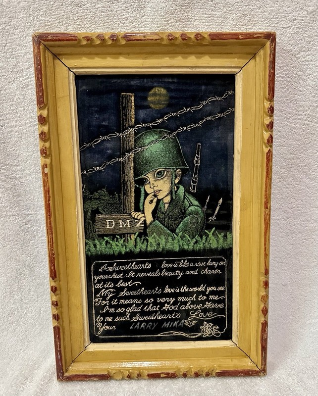 Vietnam Kwang Products Limited Hand Painting Black Velvet 12″X19″ Soldier 1960’s