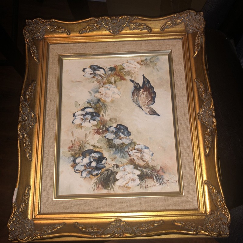 Original Butterfly Flower Framed Canvas 3D Painting Margie Harrington West Texas