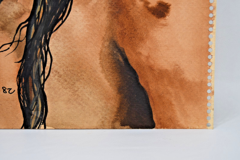Vintage Original Portrait Painting Native American Indian Watercolor Sketchbook gallery