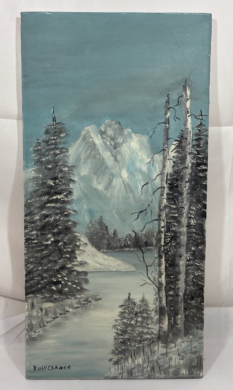 Vintage Original Impressionist Winterscape Oil Painting Signed Ruby Chance
