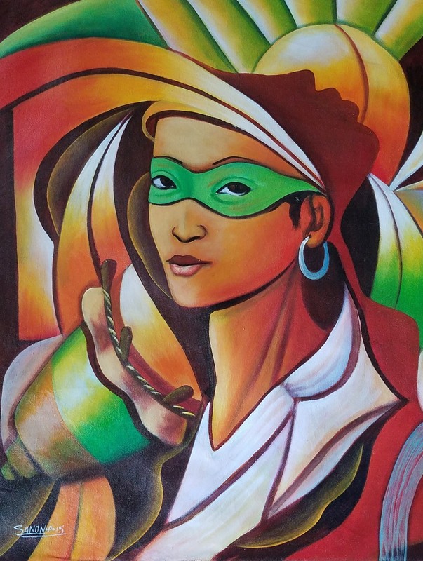 Signed A. SANON Haitian Art, Haitian Painting, 25×22 Native Taino woman