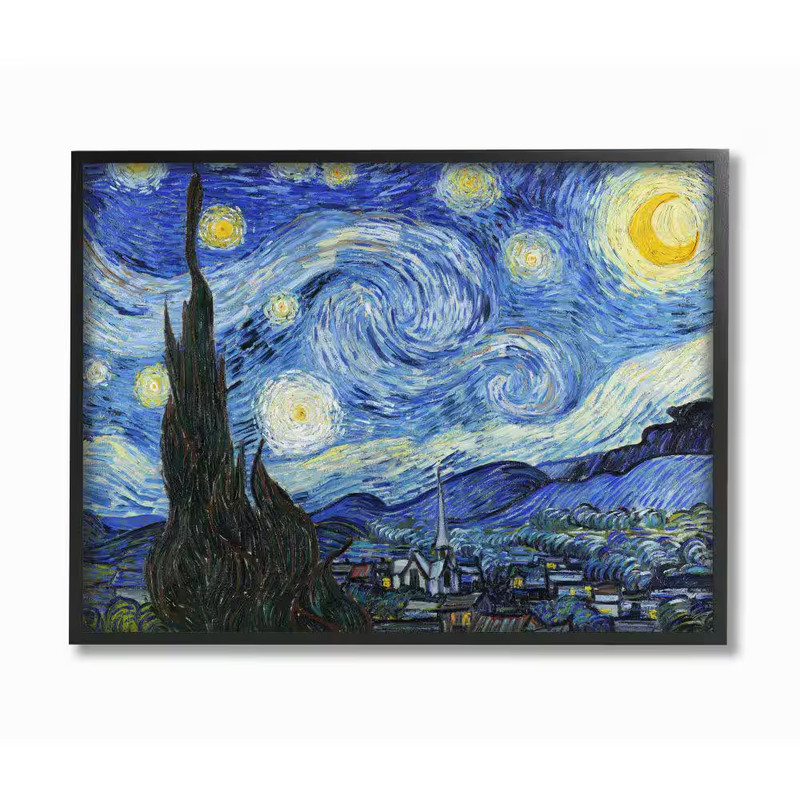 24 In. X 30 In. «Van Gogh Starry Night Post Impressionist Painting» by Vincent V