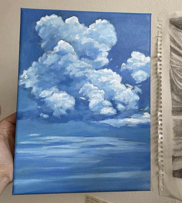 Painting Contemporary Seascape Sky & Clouds on Canvas Unframed