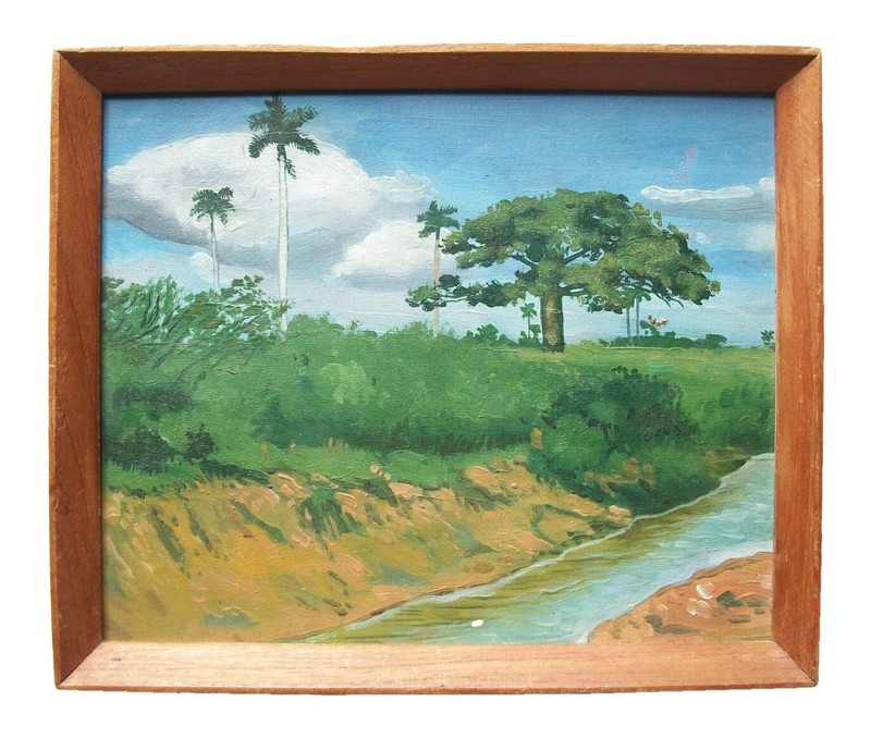 Cuban Contemporary Landscape Oil Painting on Canvas – Unsigned – Late 20th C.