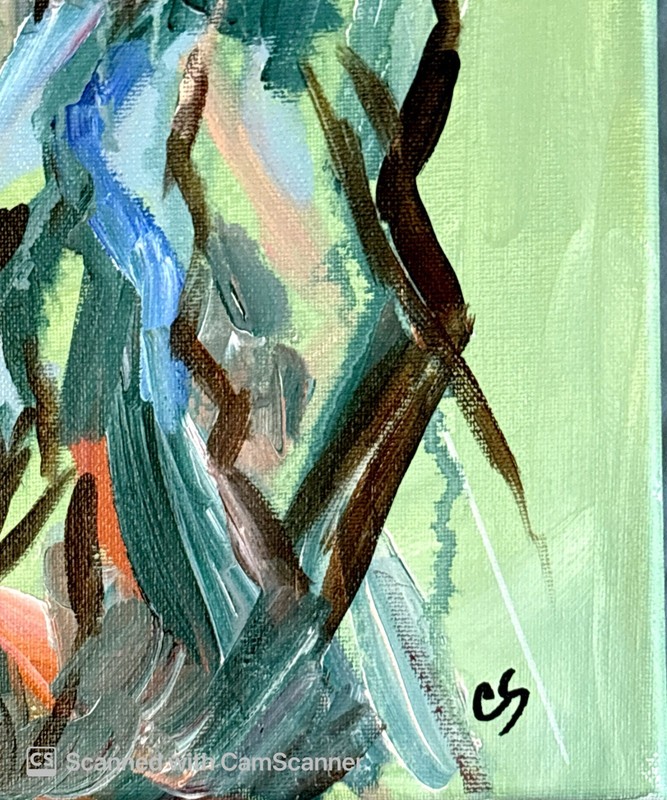 Expressionist BoHo Portrait, Original Acrylic Painting 11x14 Signed Canvas gallery