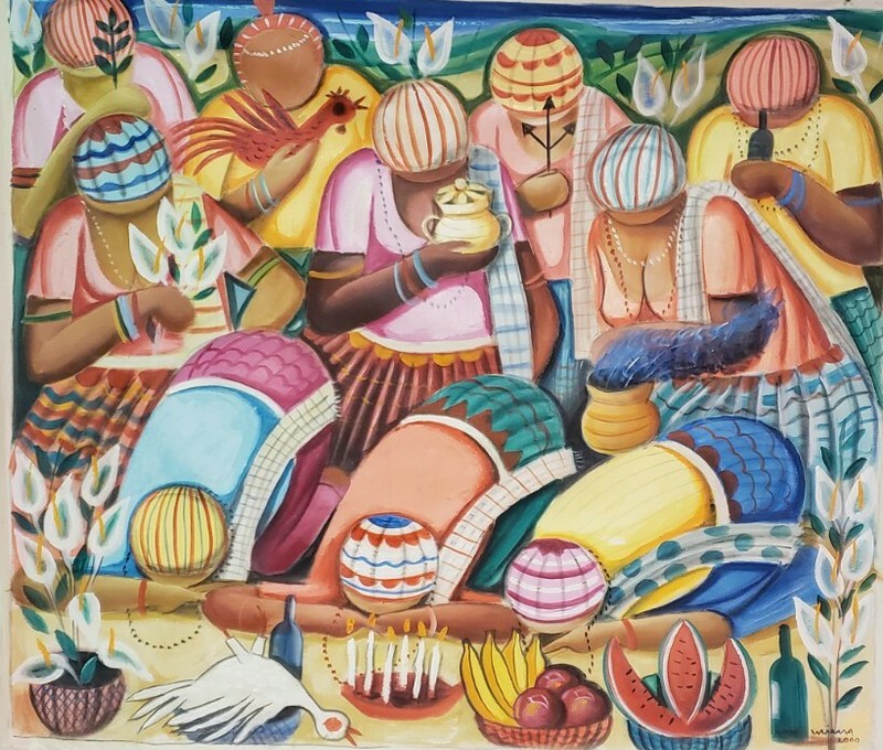 2000 Signed Walter Lima Afro Brazilian Women Bahia Brazil Brasil Art Painting