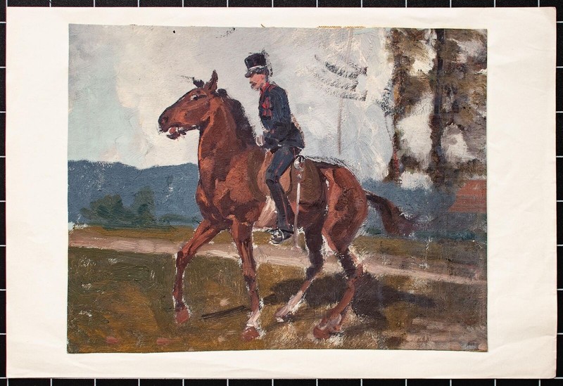 Theodor Volmar Rider in Uniform Horse Soldier Art Switzerland Oil Canvas 19th Century gallery