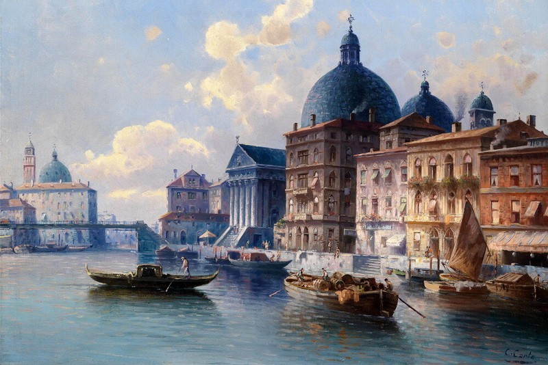 Ancient Italy Venice Oil painting Wall Decor Art Giclee Printed on canvas P986