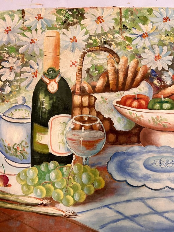 Artistic Impressions Canvas Oil Painting by Renwick Picnic Food Wine 24 X 20 gallery