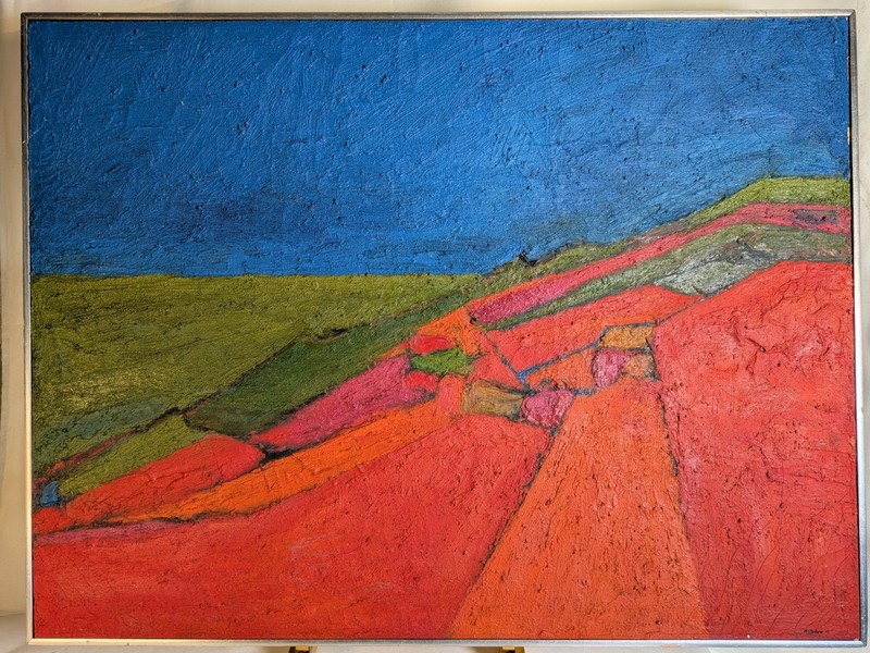 ’64 Modern Impressionist landscape impasto painting abstract Spanish Informalism