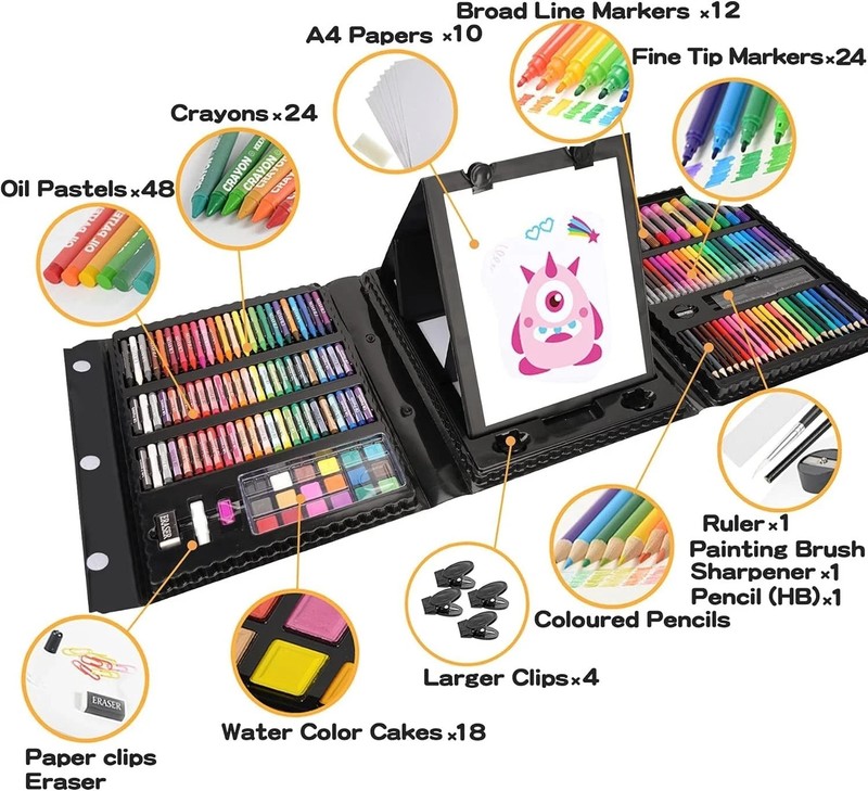 208pcs Art Set Professional Drawing Painting Supplies Kit for Adults Kids Artist gallery