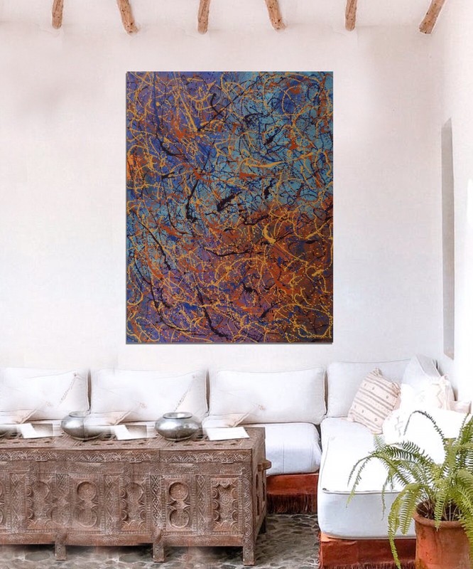 Jackson Pollock style￼ Profession￼al Painting 81” X 62”(6ft 9in)Abstract Modern gallery